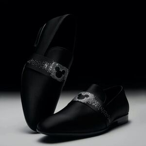 Aldo X Disney Collab 100 Anniversay Men's Black Slip-On Sequined Loafers Size 10